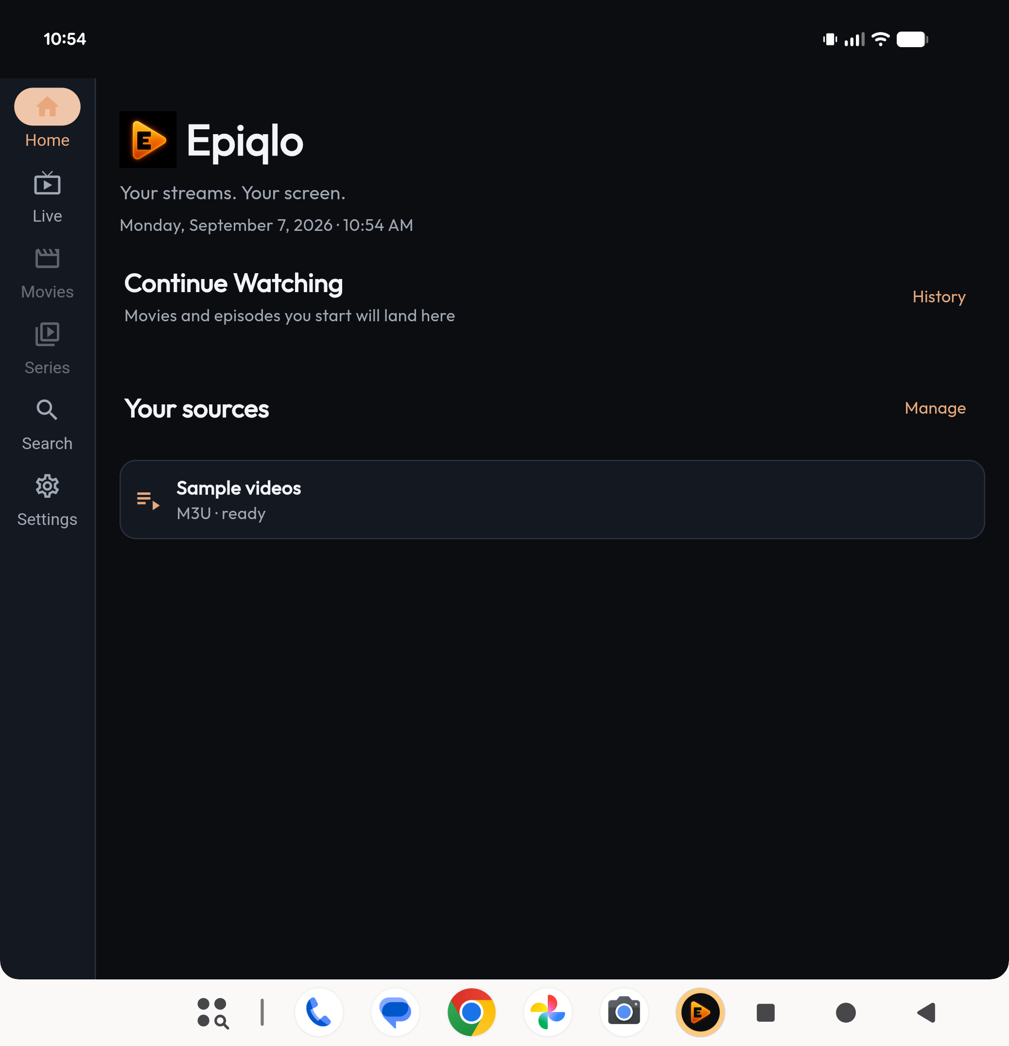 Epiqlo Home on Android tablet